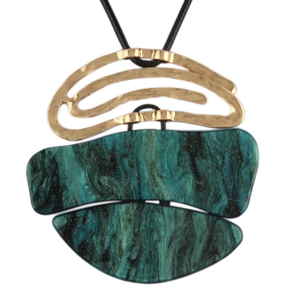 Leather Necklaces Turquoise Long Boho Necklaces for Women Brown Chunky Circle Pe